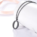 Mens Initial Letter Pendant Necklace - Black