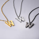 W Initial Necklace | Letter Pendant - Simple