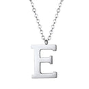 E Initial Necklace Silver - Letter Pendant