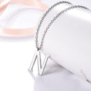 N Initial Necklace Silver - Letter Pendant