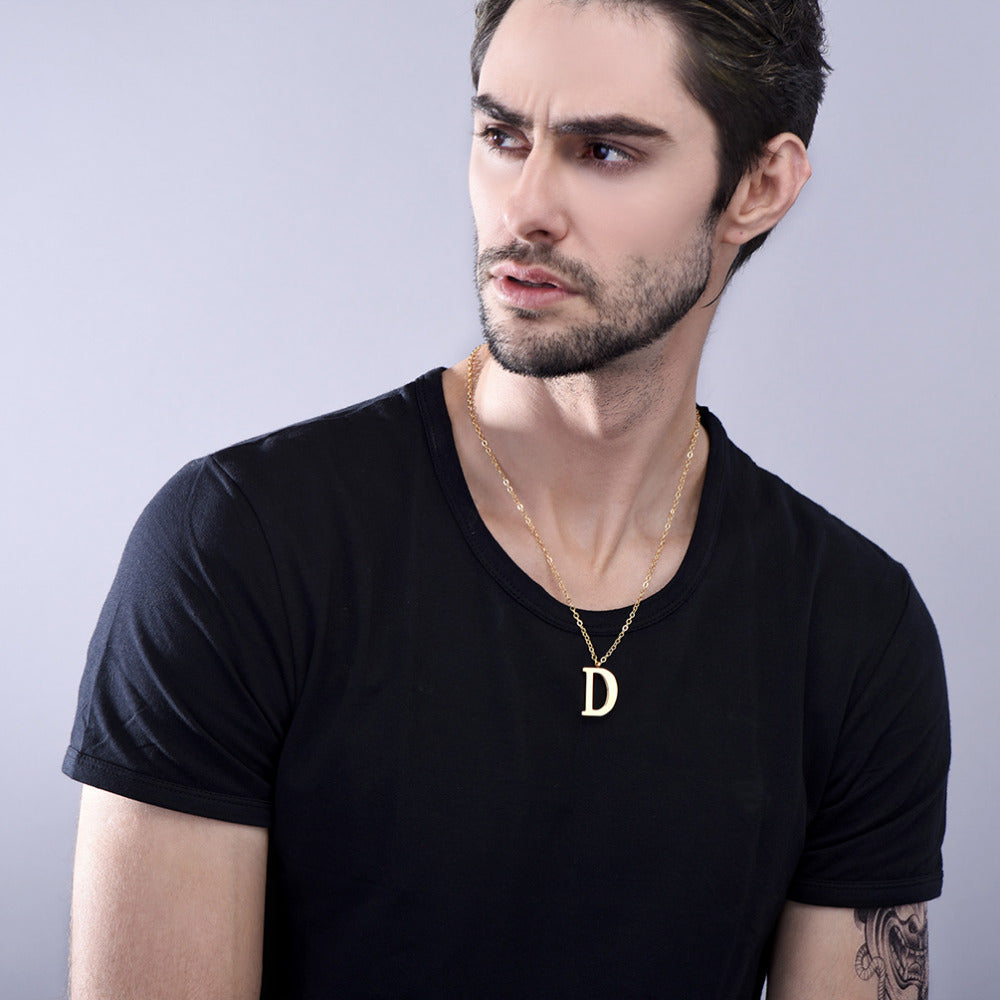 Initial Necklace Men's [Letter A to Z] - Gold, Silver, Black – Jewelrify