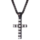 Lab Diamond Cross Necklace Iced Out - Black