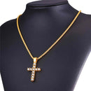 Lab Diamond Cross Necklace Iced Out - Gold