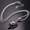 Lion Necklace Silver Stainless Steel