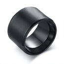 Mens Black Wide Band Ring Stainless Steel