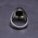 Mens Black Onyx Ring Sterling Silver Rectangular