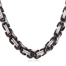 Mens Byzantine Chain Necklace - Black / Silver