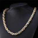 Mens Byzantine Chain Necklace - Gold / Silver