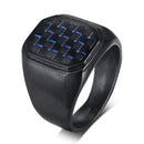 Mens Carbon Fiber Square Black Ring