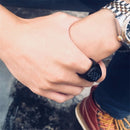 Mens Carbon Fiber Square Black Ring