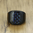 Mens Carbon Fiber Square Black Ring