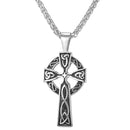 Mens Celtic Cross Necklace Silver