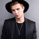 Mens Celtic Cross Necklace Blue