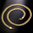 Mens Curb Chain 18K Gold Silver Stainless Steel