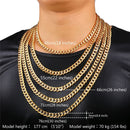 Mens Curb Chain 18K Gold Silver Stainless Steel