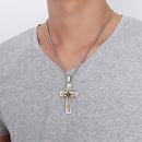 Men's Cross Necklace | Gold Silver Layered