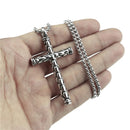 Mens Cross Necklace Silver Stainless Steel