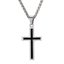 Mens Cross Necklace Stainless Steel Two Tone Pendant