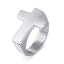 Mens Cross Ring Sideways | Stainless Steel - Silver, Gold, Black