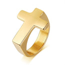 Mens Cross Ring Sideways | Stainless Steel - Silver, Gold, Black