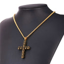 Mens Cross Skull Necklace Gold