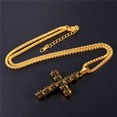Mens Cross Skull Necklace Gold