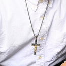 Mens Crucifix Necklace Pendant Stainless Steel - Gold / Silver
