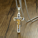 Mens Crucifix Necklace Pendant Stainless Steel - Gold / Silver