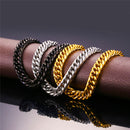 Mens Cuban Link Chain Necklace Gold Black Silver