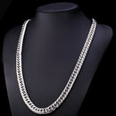 Mens Cuban Link Chain Necklace Silver - 9 mm, Thick