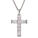 Mens Cubic Zirconia Cross Necklace Silver