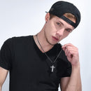 Mens Cubic Zirconia Cross Necklace Silver - Black