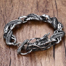 Mens Dragon Bracelet Silver Stainless Steel