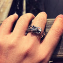 Mens Dragon Ring Sterling Silver Resizable