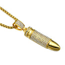 Mens Bullet Necklace Gold | Iced Out Bullet Pendant