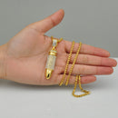 Mens Bullet Necklace Gold | Iced Out Bullet Pendant