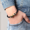 Mens Leather Skull Bracelet