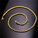 Mens Rope Chain - 3mm - Gold