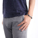 Mens Skull Bracelet Stainless Steel Links - Silver