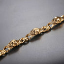 Mens Skull Bracelet Stainless Steel Links - Gold