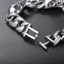Mens Skull Bracelet Stainless Steel Links - Silver