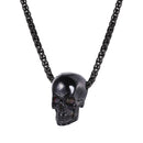 Mens Skull Necklace - Black Skull Pendant
