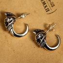Mens Stud Skull Earrings Sterling Silver