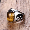 Men's Tiger Eye Ring with Yin-Yang
