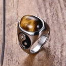 Men's Tiger Eye Ring with Yin-Yang
