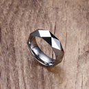 Mens Faceted Tungsten Carbide Ring - Silver