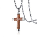 Mens Wooden Cross Necklace