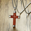 Mens Wooden Cross Necklace