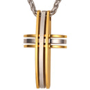 Men's Modern Cross Necklace - Gold / Silver