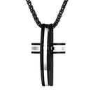Men's Modern Cross Necklace - Black / Silver